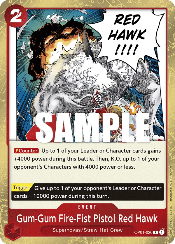 Gum-Gum Fire-Fist Pistol Red Hawk OP01-026 – One Piece Card Game Event