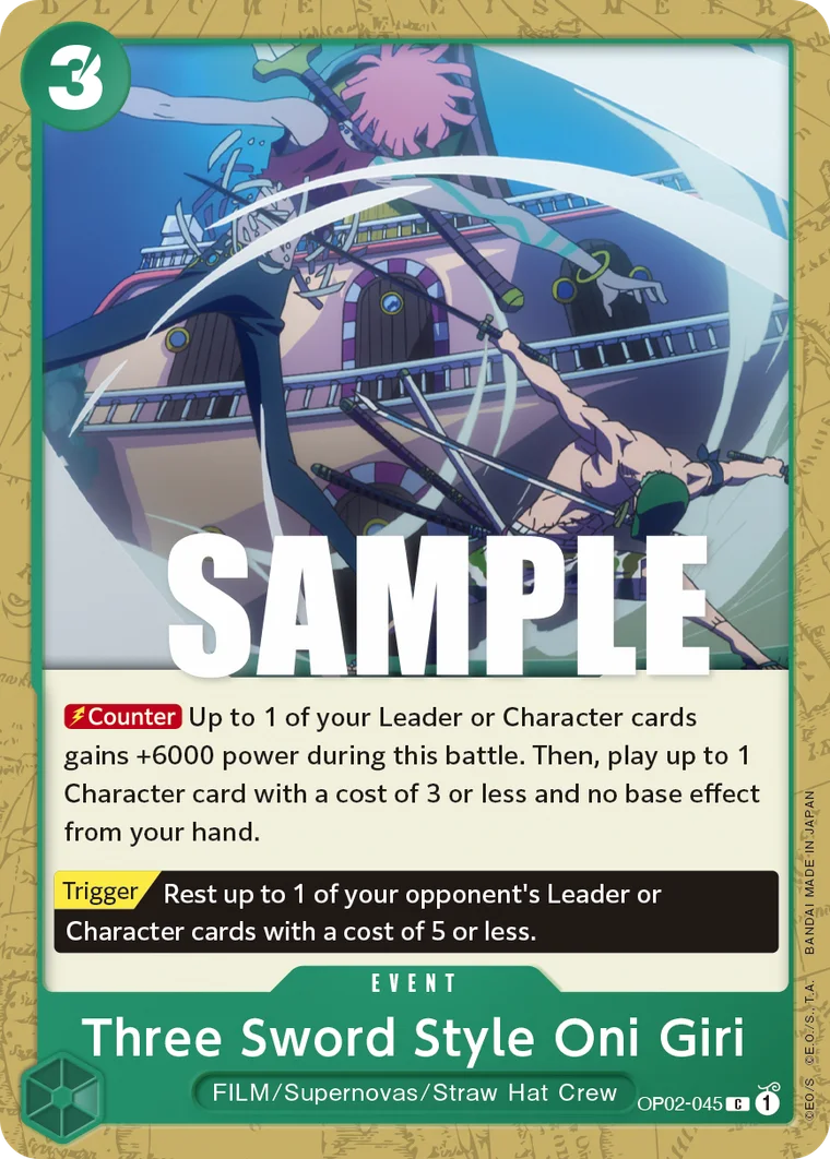Three Sword Style Oni Giri OP02-045 – One Piece Card Game Event