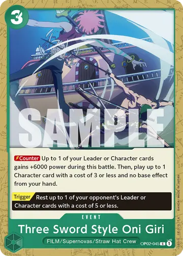 Three Sword Style Oni Giri OP02-045 (Alternate art)