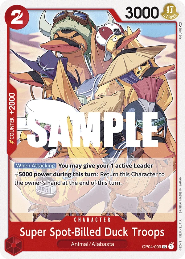 Super Spot-Billed Duck Troops OP04-009 – One Piece Card Game Character