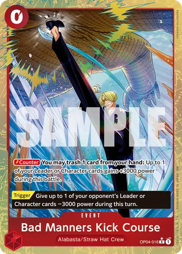 Bad Manners Kick Course OP04-016 (Alternate art)