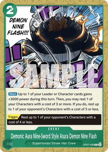 Demonic Aura Nine-Sword Style Asura Demon Nine Flash OP07-036 (Alternate art)