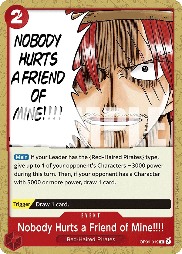 Nobody Hurts a Friend of Mine!!!! OP09-019 – One Piece Card Game Event