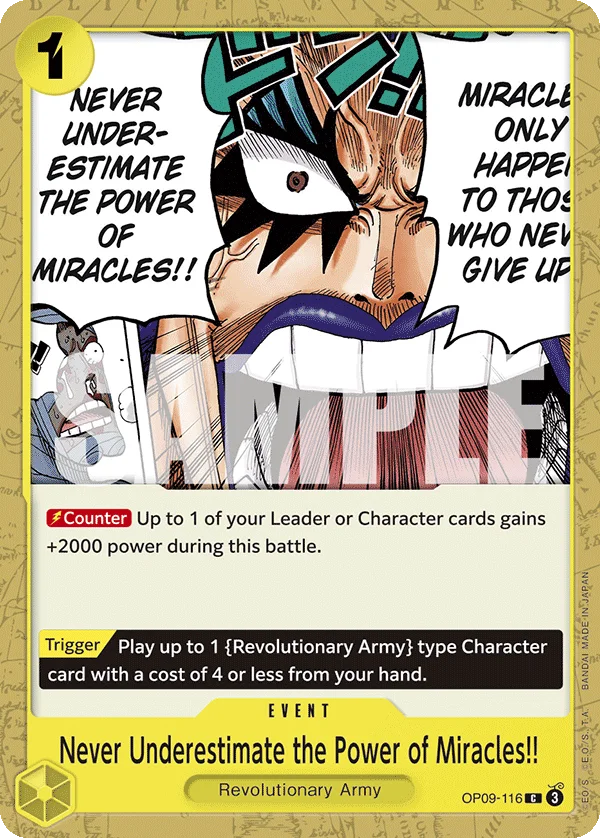 Never Underestimate the Power of Miracles!! OP09-116 – One Piece Card Game Event