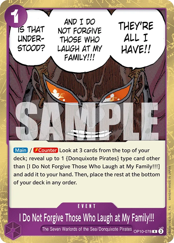 I Do Not Forgive Those Who Laugh at My Family!!! OP10-078 – One Piece Card Game Event
