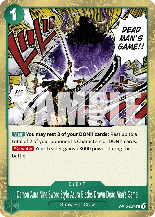 Demon Aura Nine Sword Style Asura Blades Drawn Dead Man's Game OP12-037 – One Piece Card Game Event