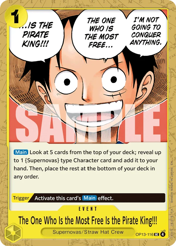 The One Who Is the Most Free Is the Pirate King!!! OP13-116 – One Piece Card Game Event