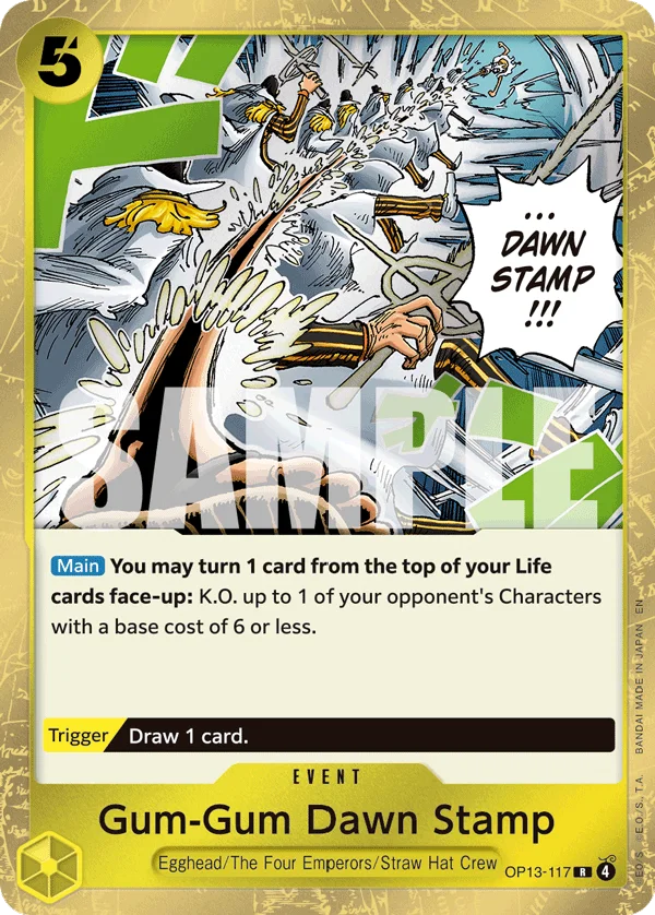 Gum-Gum Dawn Stamp OP13-117 – One Piece Card Game Event