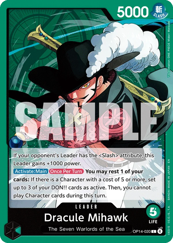 Dracule Mihawk OP14-020 – One Piece Card Game Leader