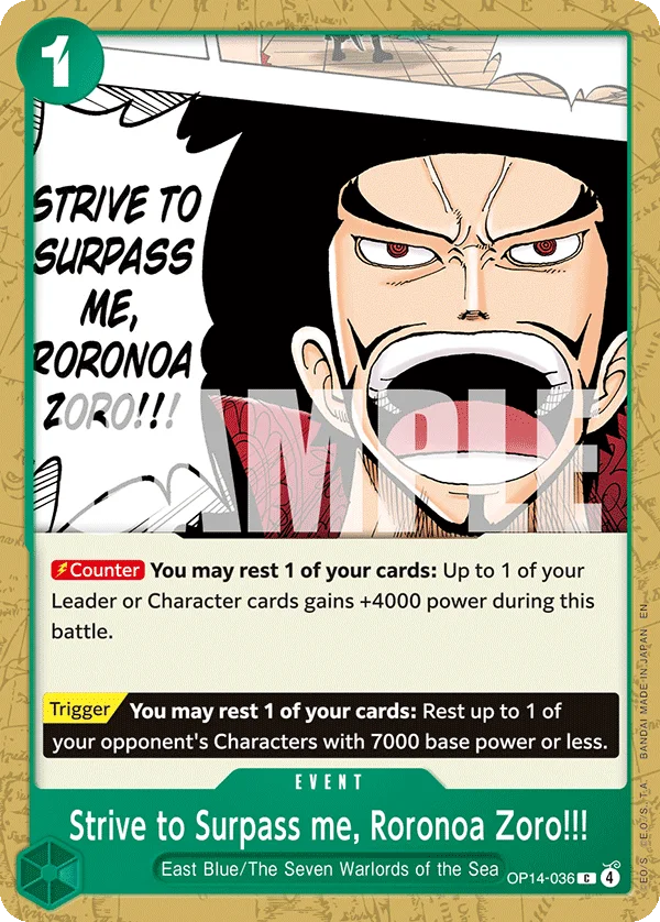 Strive to Surpass me, Roronoa Zoro!!! OP14-036 – One Piece Card Game Event