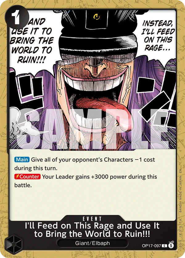 I'll Feed on This Rage and Use It to Bring the World to Ruin!!! OP17-097 – One Piece Card Game Event